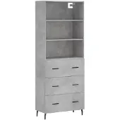vidaXL Highboard Betongrau 69,5x34x180 cm Holzwerkstoff