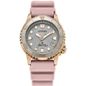 Citizen Taucheruhr "Promaster Eco-Drive Diver", rosa (rosa, grau), Armbanduhren, Damen, goldfarben, Taucheruhr, Armbanduhr, Solar, Damenuhr, analog, Tag, Batterie-Entladungsanzeige