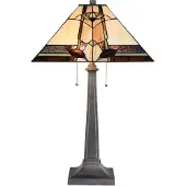 Clayre & Eef Tiffany Tischlampe Glas Polyresin 45x45x80 cm Beige 5LL-6320