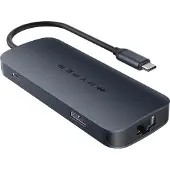 Hyper HD4004GL, USB Typ-C, 140 W, 10,100,1000 Mbit/s, IEEE 802.3, IEEE 802.3ab, IEEE 802.3u, Blau, MicroSD (TransFlash), SD