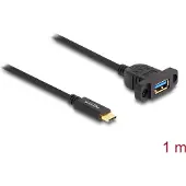 DeLOCK SuperSpeed USB 10 Gbps (USB 3.2 Gen 2) Kabel USB Type-C Stecker zu USB Typ-A Buchse 1 m zum Einbau schwarz, 1 m, USB C, USB A, USB 3.2 Gen 2 (3.1 Gen 2), 10 Gbit/s, Schwarz