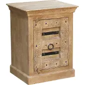SIT Möbel Nachtkommode SIT "Almaty aus Mangoholz mit Schnitzereien & Tür", beige (natur), B:55cm H:70cm T:45cm, Massivholz, Sideboards, Nachtkommode, Aufwendige Schnitzereien