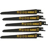 Dewalt Bi-Metall HCS Säbelsägeblatt für Holz & Kunststoff 5 Stück - DT2362-QZ