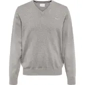 Gant für Herren. 8030562 Klassischer grauer Pullover mit V-Ausschnitt (M), Lässig, Baumwolle, Langarm