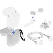 DeLOCK Apple AirPods Zubehörset weiß, Hülle, Kunststoff, Silikon, Weiß