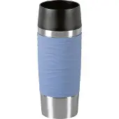 EMSA Travel Mug Waves Isolierbecher mit Quick-Press Verschluss, Thermobecher mit Silikonmanschette mit trendiger Wellen-Prägung, Fassungsvermögen: 360 ml, Farbe: Puder-Blau