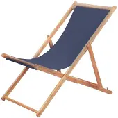 vidaXL Klappstuhl, Stoffbezug und Holzrahmen, blau