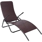 vidaXL Sonnenliege Klappbar Poly Rattan Brown