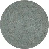 vidaXL Teppich Handgefertigt Jute Rund 90 cm Olivgrün