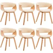 vidaXL Esszimmerstühle 6 Stk. Creme Bugholz und Kunstleder