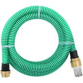 vidaXL Saugschlauch mit Messing-Anschlüssen Grün 1,1" 10 m PVC
