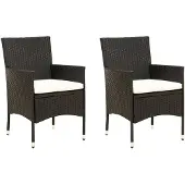 vidaXL Gartenstühle mit Kissen 2 Stk. Poly Rattan Schwarz