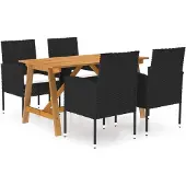 vidaXL 5-tlg. Garten-Essgruppe Schwarz