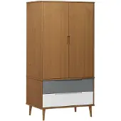 vidaXL Kleiderschrank MOLDE Braun 90x55x175 cm Massivholz Kiefer
