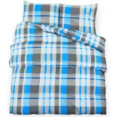 vidaXL Bettwäsche-Set Blau und Grau 220x240 cm Baumwolle
