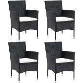 vidaXL Garten-Essstühle 4 Stk. Poly Rattan Schwarz