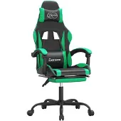 vidaXL Gaming-Stuhl mit Fußstütze Schwarz und Grün Kunstleder