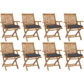 vidaXL Klappstühle mit Kissen, 8-teilig, Massivholz Teakholz