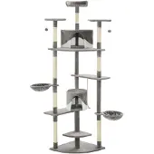 vidaXL Katzen-Kratzbaum mit Sisal-Kratzsäulen 203 cm Grau und Weiß