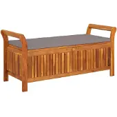 vidaXL Garten-Truhenbank mit Kissen 126 cm Massivholz Akazie