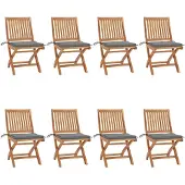 vidaXL Klappstühle mit Kissen, 8-teilig, Massivholz Teakholz