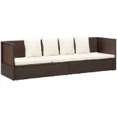 vidaXL Garten-Sofabett mit Kissen Poly Rattan Braun