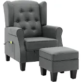 vidaXL Massagesessel mit Hocker Hellgrau Stoff
