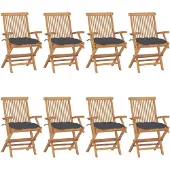 vidaXL Klappstühle mit Anthrazit Kissen 8 Stk. Massivholz Teak