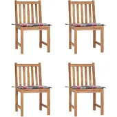 vidaXL Gartenstühle 4 Stk. mit Kissen Massivholz Teak