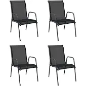 vidaXL Gartenstühle 4 Stk. Stahl und Textilene Schwarz