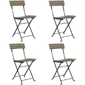 vidaXL Klappstühle, 4 Stück, graues Polyrattan und Stahl