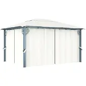 vidaXL Pavillon mit Vorhängen 400 x 300 cm Creme Aluminium