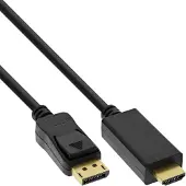 InLine DisplayPort zu HDMI Konverter Kabel, 4K/60Hz, schwarz, 1m, 1 m, HDMI Typ A (Standard), DisplayPort, Stecker, Stecker, Gerade