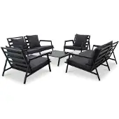 vidaXL 5-tlg. Garten-Lounge-Set mit Auflagen Aluminium Dunkelgrau
