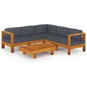 vidaXL 6-tlg. Garten-Lounge-Set mit Dunkelgrauen Auflagen Akazienholz
