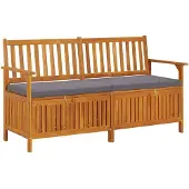 Natur24 Truhenbank mit Kissen 148 cm Massivholz Akazie