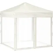 vidaXL Partyzelt Faltbar mit Seitenwänden Creme 2x2 m