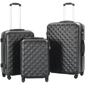 vidaXL Hartschalen-Trolley-Set 3 Stk. Schwarz ABS