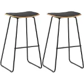 vidaXL Barhocker 2 Stk. Schwarz Kunstleder