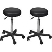 vidaXL Bürohocker 2 Stk. Schwarz 35,5x84 cm Kunstleder