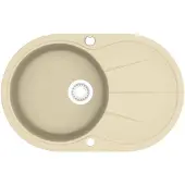 vidaXL Granitspüle Einzelbecken Oval Beige