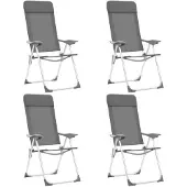 vidaXL Klappbare Campingstühle 4 Stk. Grau Aluminium