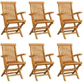 vidaXL Klappstühle, 6 Stück, Massivholz Teakholz