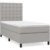 vidaXL Boxspringbett mit Matratze Hellgrau 80x200 cm Stoff