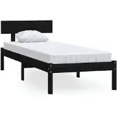 vidaXL Massivholzbett Schwarz Kiefer 90x200 cm
