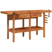 vidaXL Werkbank mit Schubladen Schraubstöcken 162x62x83 cm Akazienholz