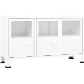 vidaXL Industrial Sideboard Weiß 105x35x62 cm Metall und Glas