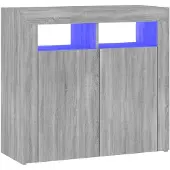 vidaXL Sideboard mit LED-Beleuchtung Grau Sonoma 80x35x75 cm
