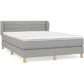 vidaXL Boxspringbett mit Matratze Hellgrau 140x190 cm Stoff