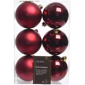 Christmas Decoration Weihnachtskugeln 8cm Kunststoff Christbaumkugeln bruchsicher bordeaux weinrot